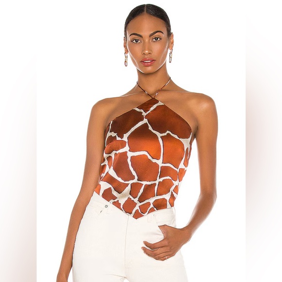 NWT! Retrofete Doris Halter Top in Giraffe Women’s size Large - Picture 1 of 5